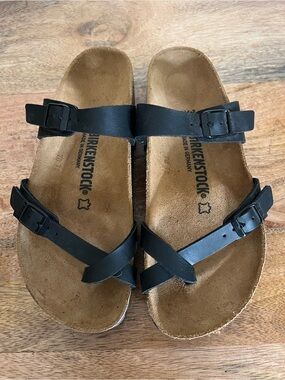 Birkenstocks Mayari Birko-FlorBlack Sandals Size 39 L 8-8.5 M 6-6.5 Narrow Fit